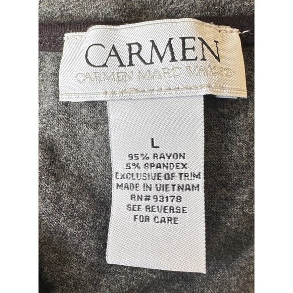 Carmen Marc Valvo Tunic Top Sz L Gray Sleeveless Black Embellished Souta… - Picture 12 of 12